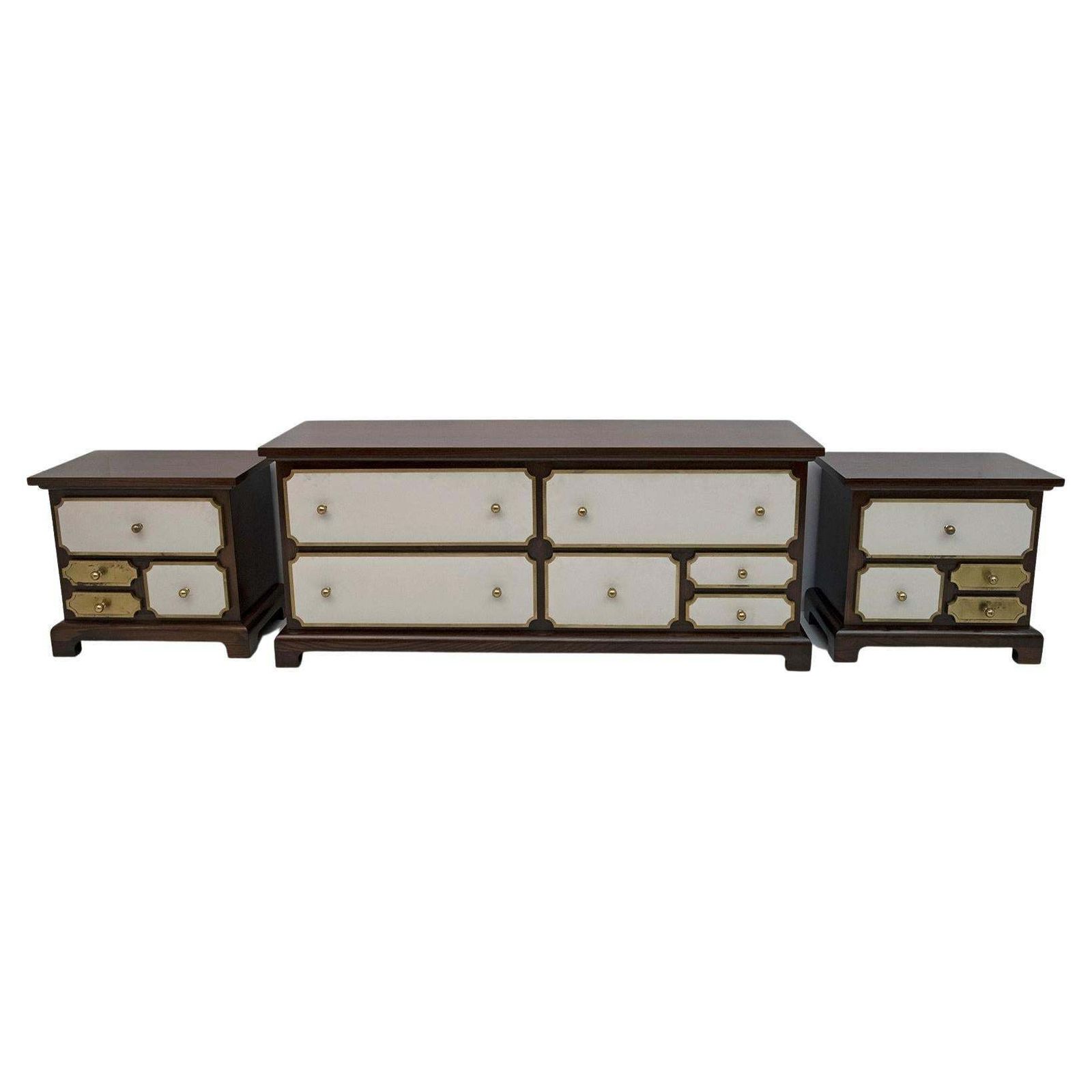 Set Of Luciano Frigerio Mid Century Modern Italian Dresser And Bedside Tables