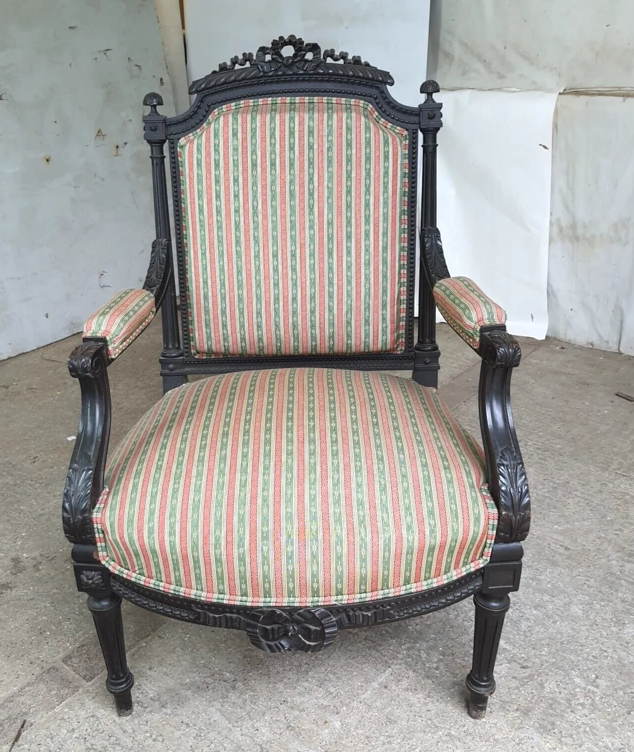 Antique Victorian Ebonised Open Armchair Deep Sprung Carved photo furniture