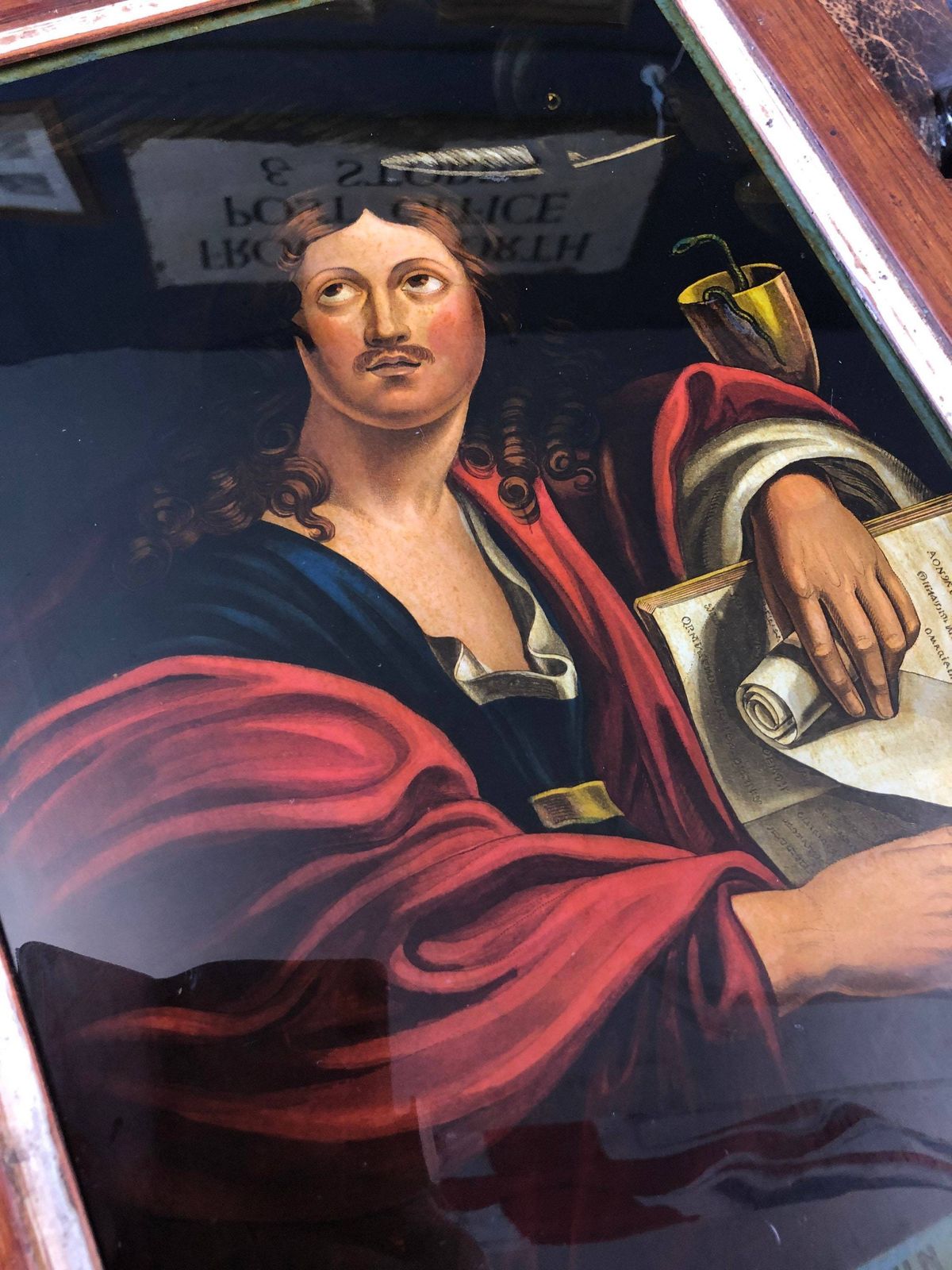 James Bateman Eglomise Reverse Glass Painted Mezzotint By James Bateman In Antique Wood Picture Frame photo 225.0