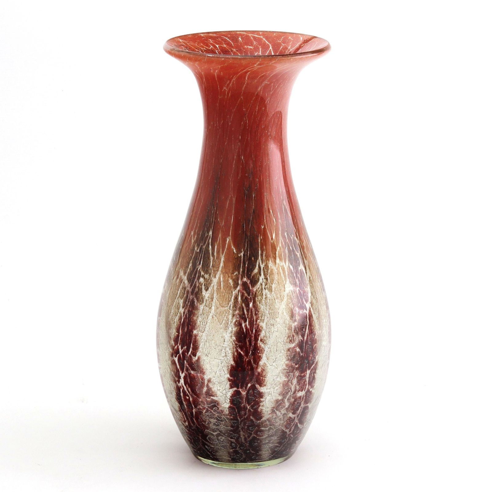 Wmf Art Deco Tall Ikora Red Skittle Glass Vase By Karl Wiedmann C1930s photo 585.0
