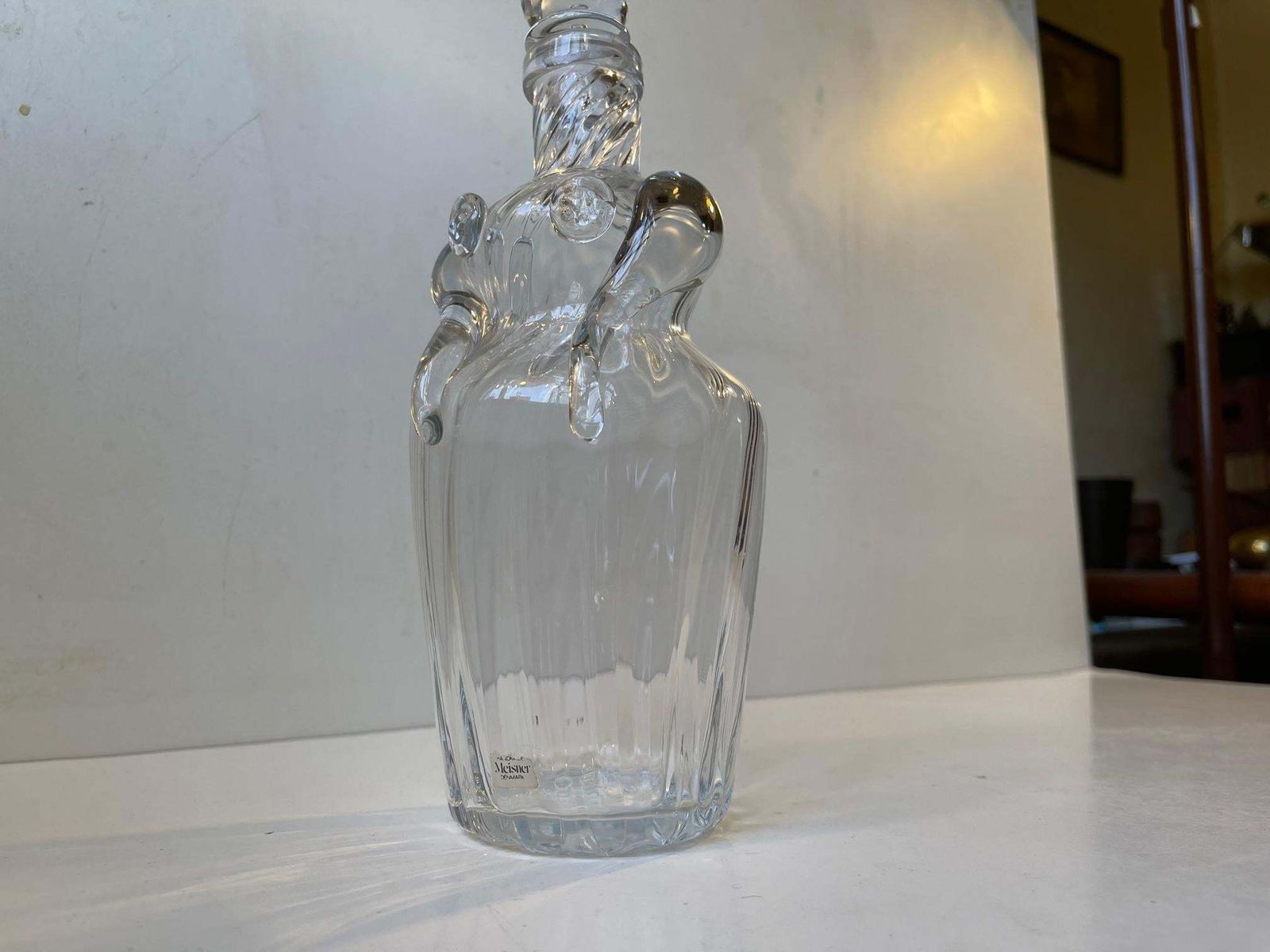 Hand Blown Figural Woman Decanter In Optical Glass By Erik Meisner, 1970s photo furniture