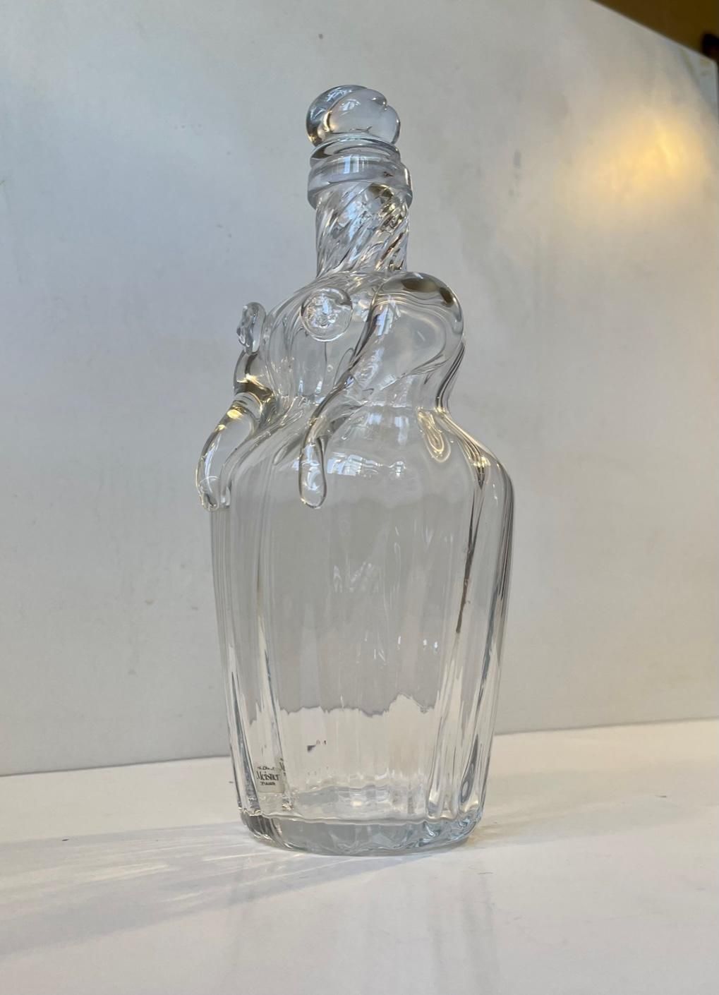 Hand Blown Figural Woman Decanter In Optical Glass By Erik Meisner, 1970s photo vinterior