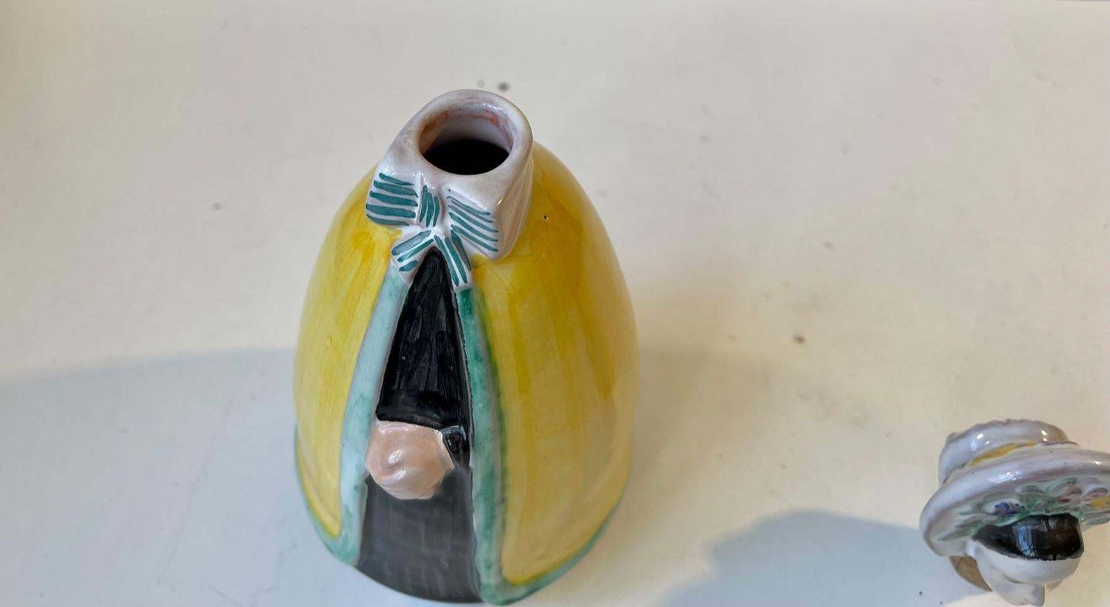 Hand Painted Dressed Woman Decanter By Johgus Bornholm, 1950s photo vintage
