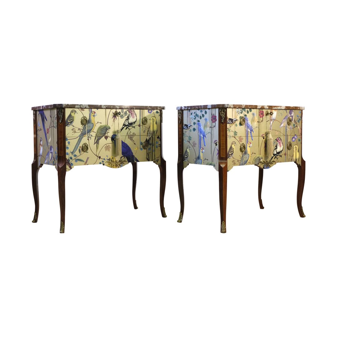 Classic Gustavian Louis XV Style Chests With Christian Lacroix Design   Pair photo Furniture