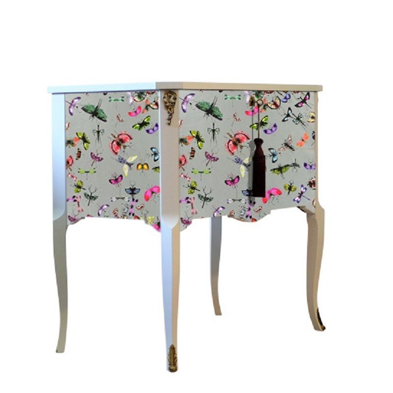 Gustavian Style Commode With Christian Lacroix Butterfly Design And Matching Painted Marble Top photo furniture