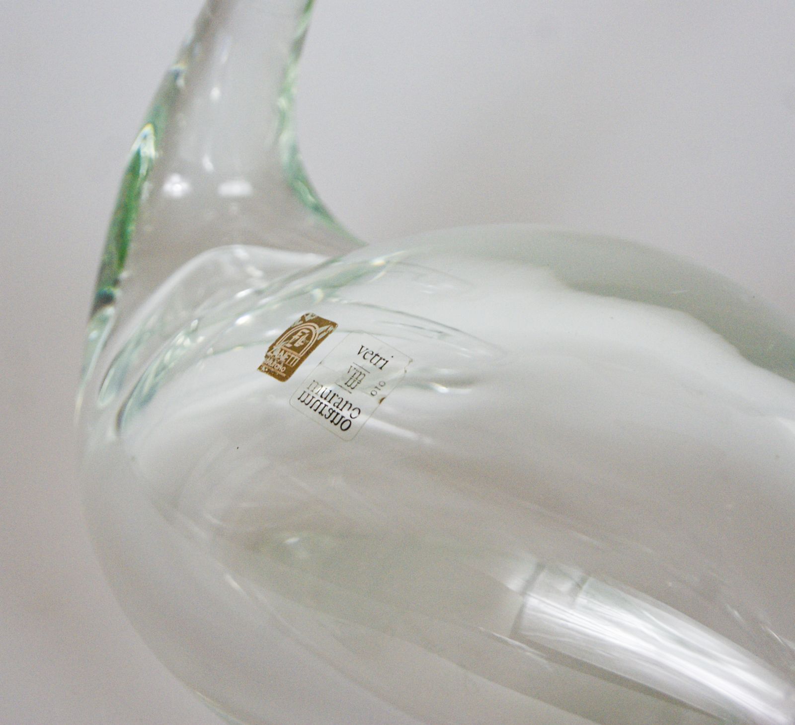 Licio Zanetti Murano Large Swan Sculpture In Clear Glass 4.65kg Labeled photo vintage