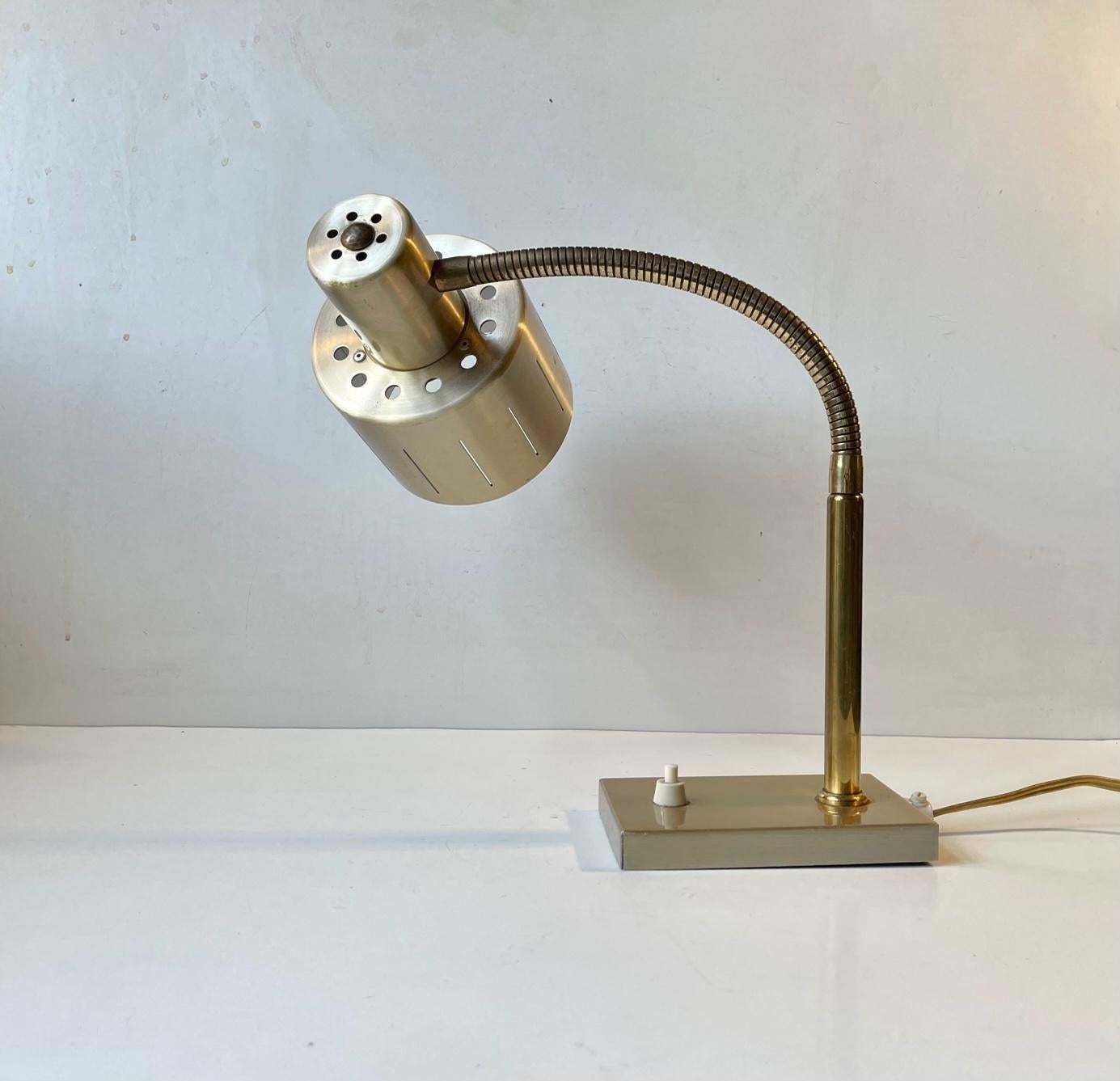 Scandinavian Modern Adjustable Brass Desk Lamp By Vitrika, 1970s photo 502.0