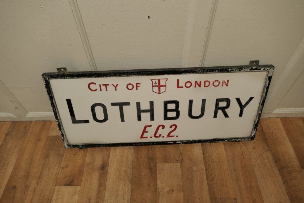 City Of London Glass Edwardian Street Sign, Lothbury E.C.2 photo furniture
