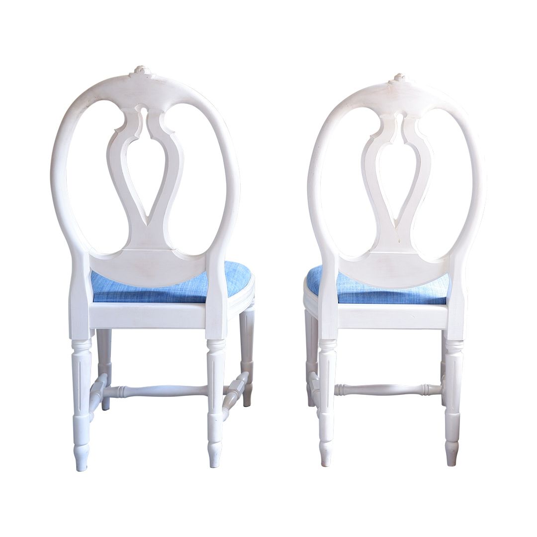 Pair Of Gustavian Rose Carved Chairs With Single Carved Rose Detailing photo vinterior