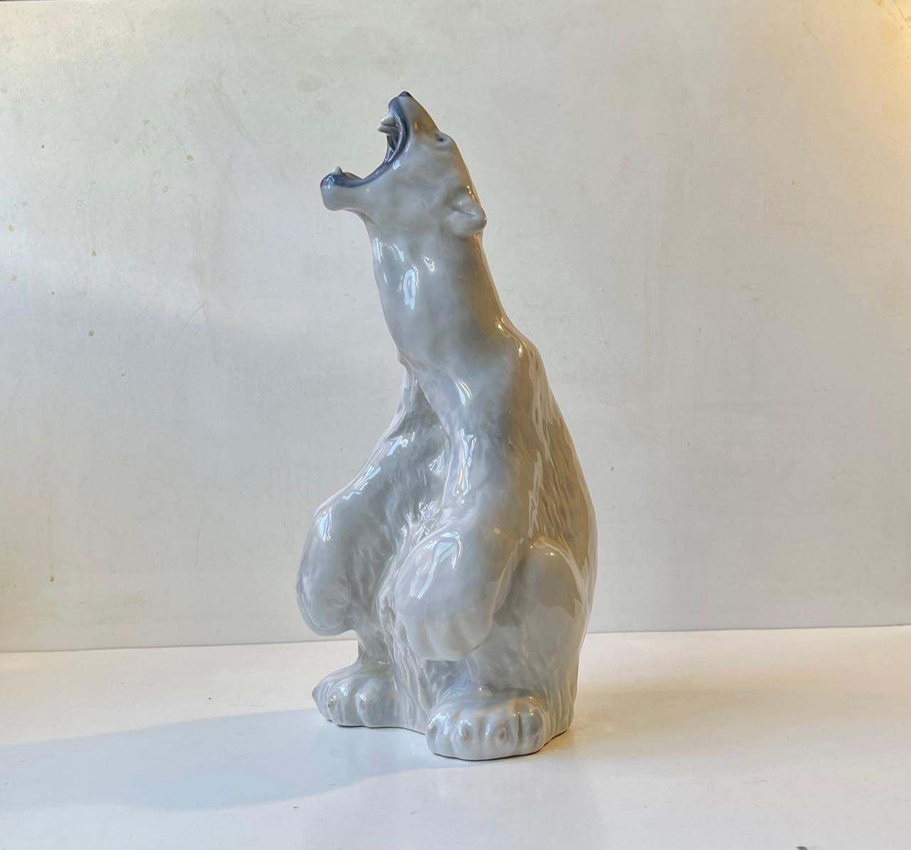 Royal Copenhagen Large Roaring Porcelain Polar Bear No. 502 By C. F. Liisberg photo Home Decor