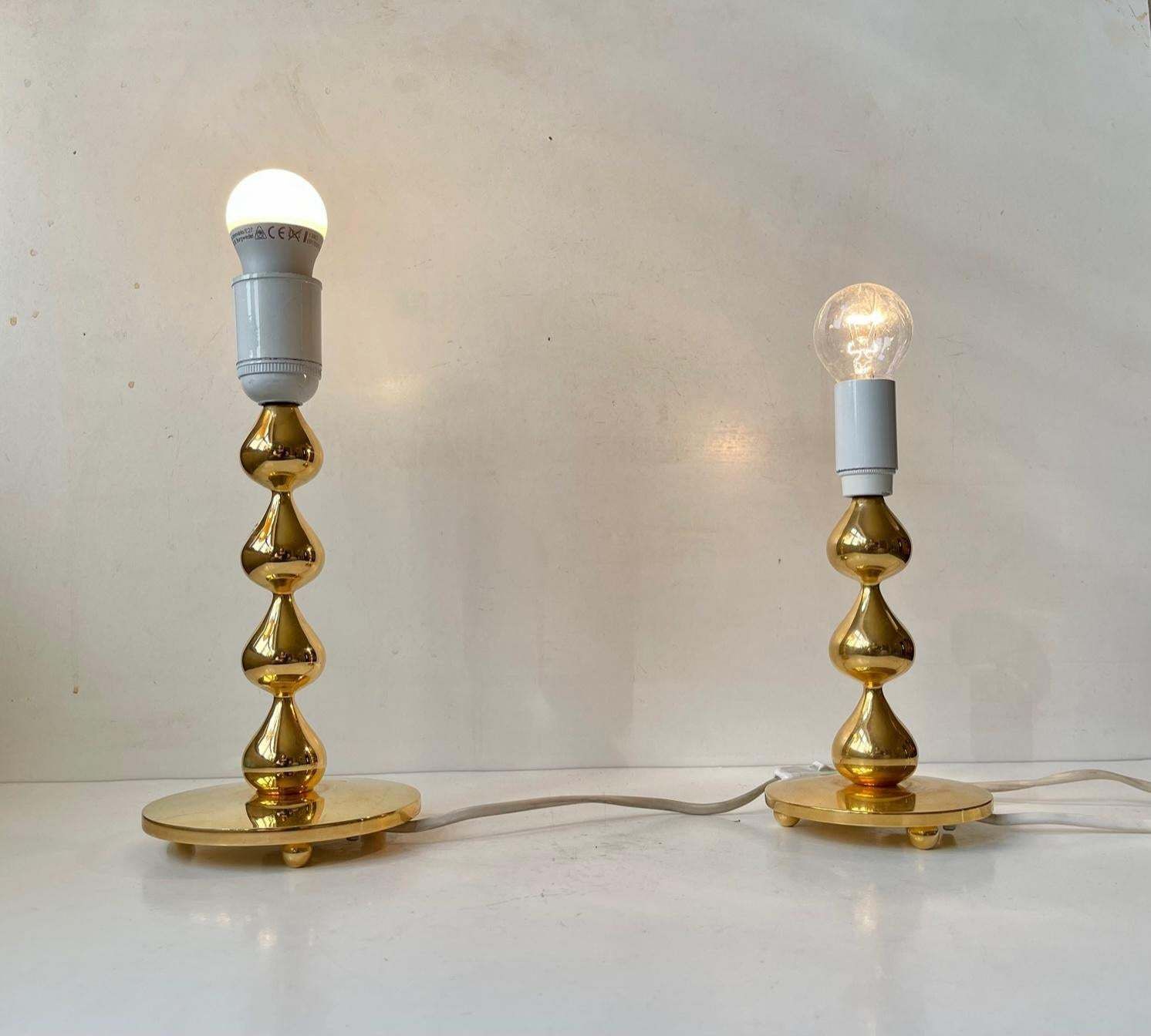Scandinavian 24 Carat Gold Plated Teardrop Table Lamps By Hugo Asmussen, 1970s photo for sale