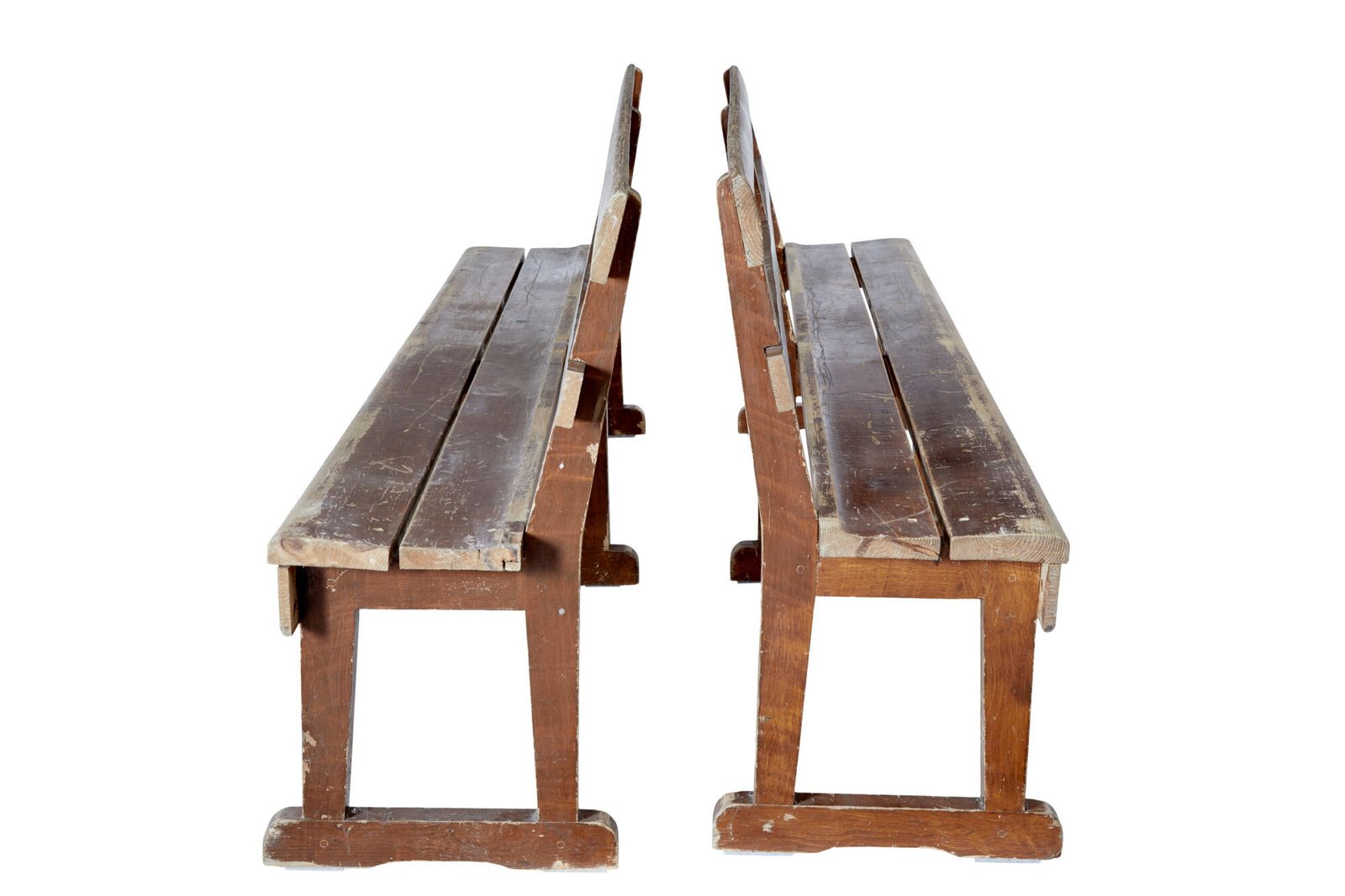 Pair Of Scandinavian Painted Pine Benches photo vintage