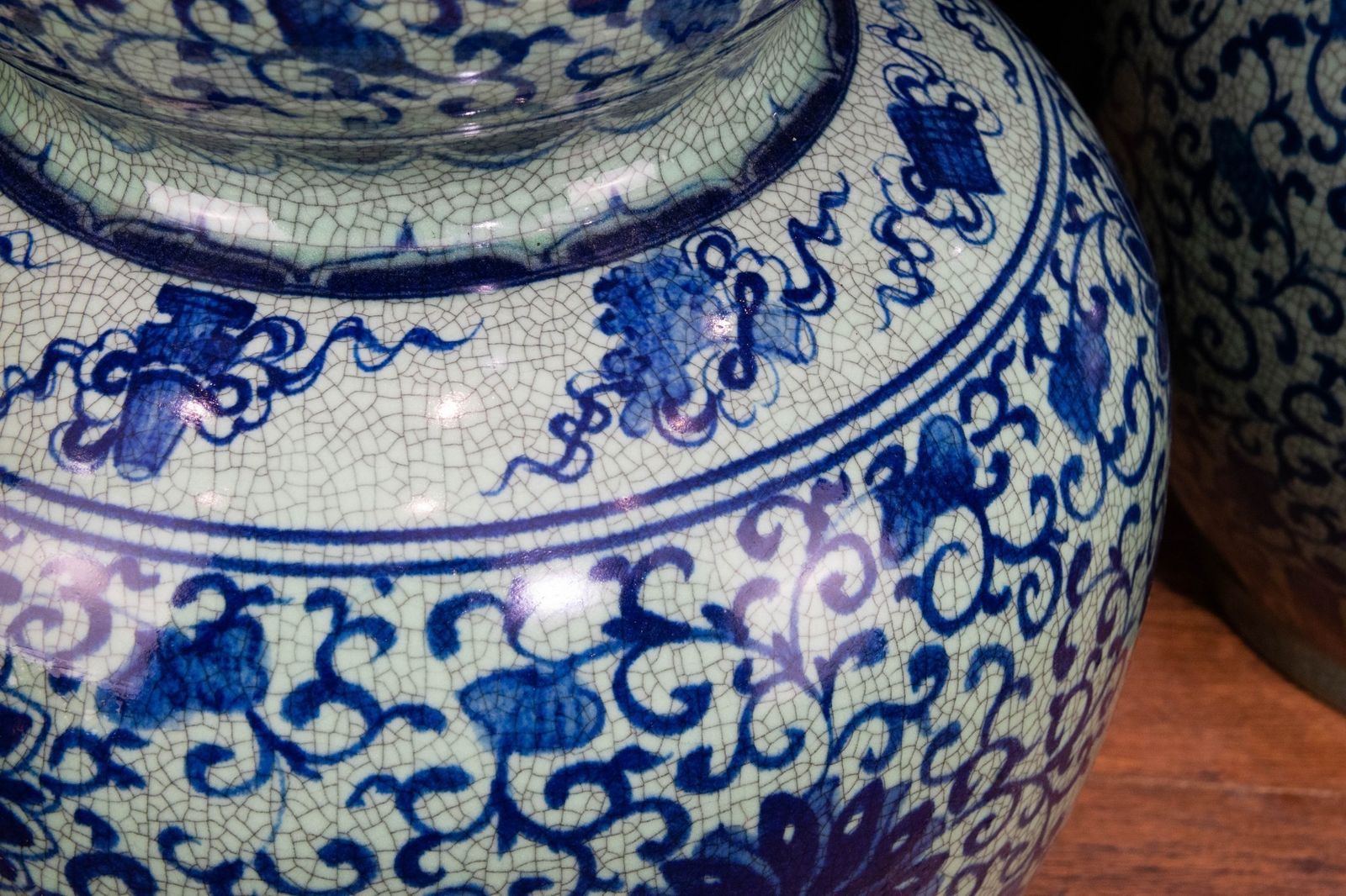 Pair Blue And White Porcelain Vases   Ming Double Gourd Urns photo vinterior