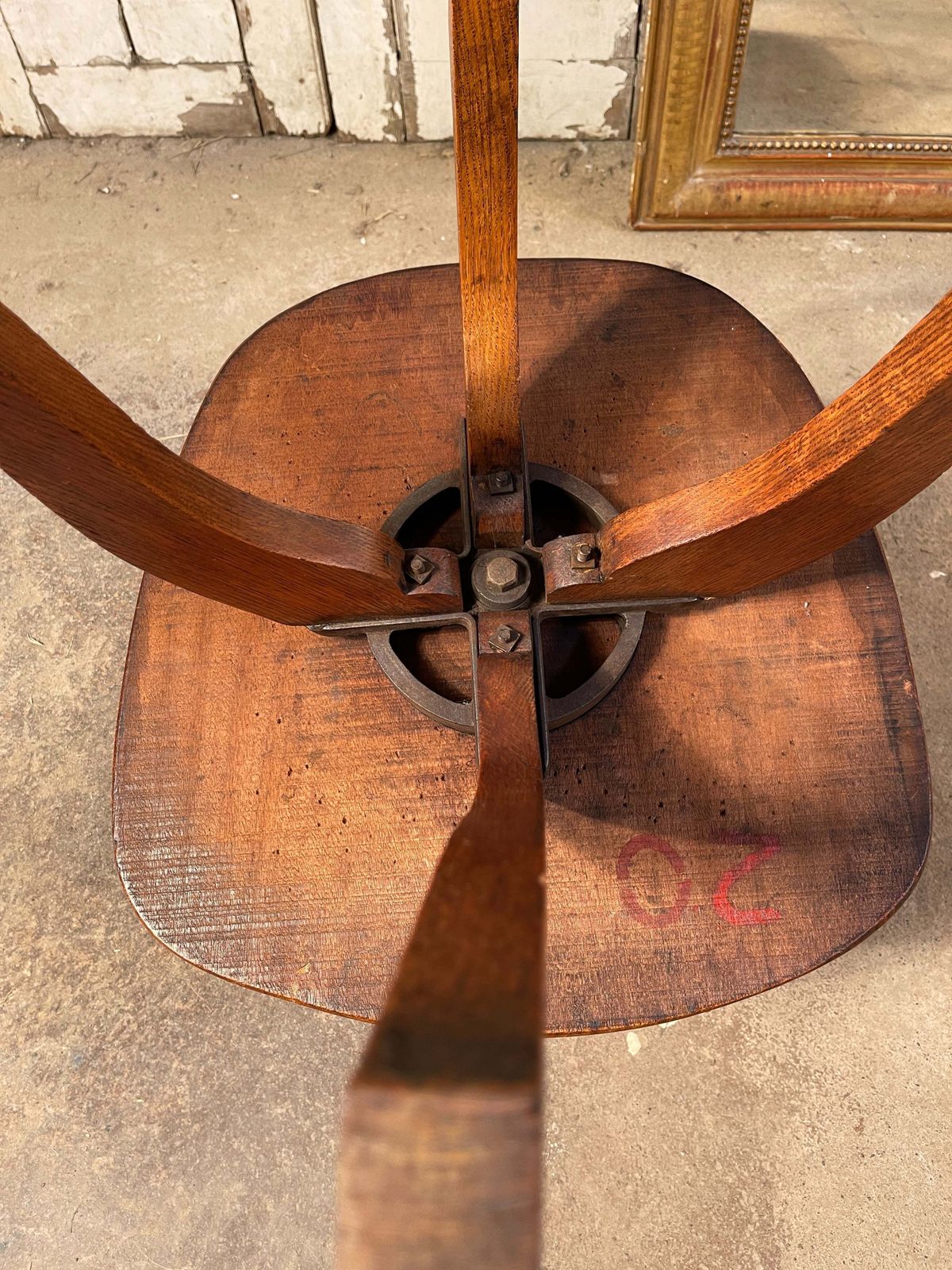 photo for sale Antique English Elm Captains Desk Chair Circa 1900