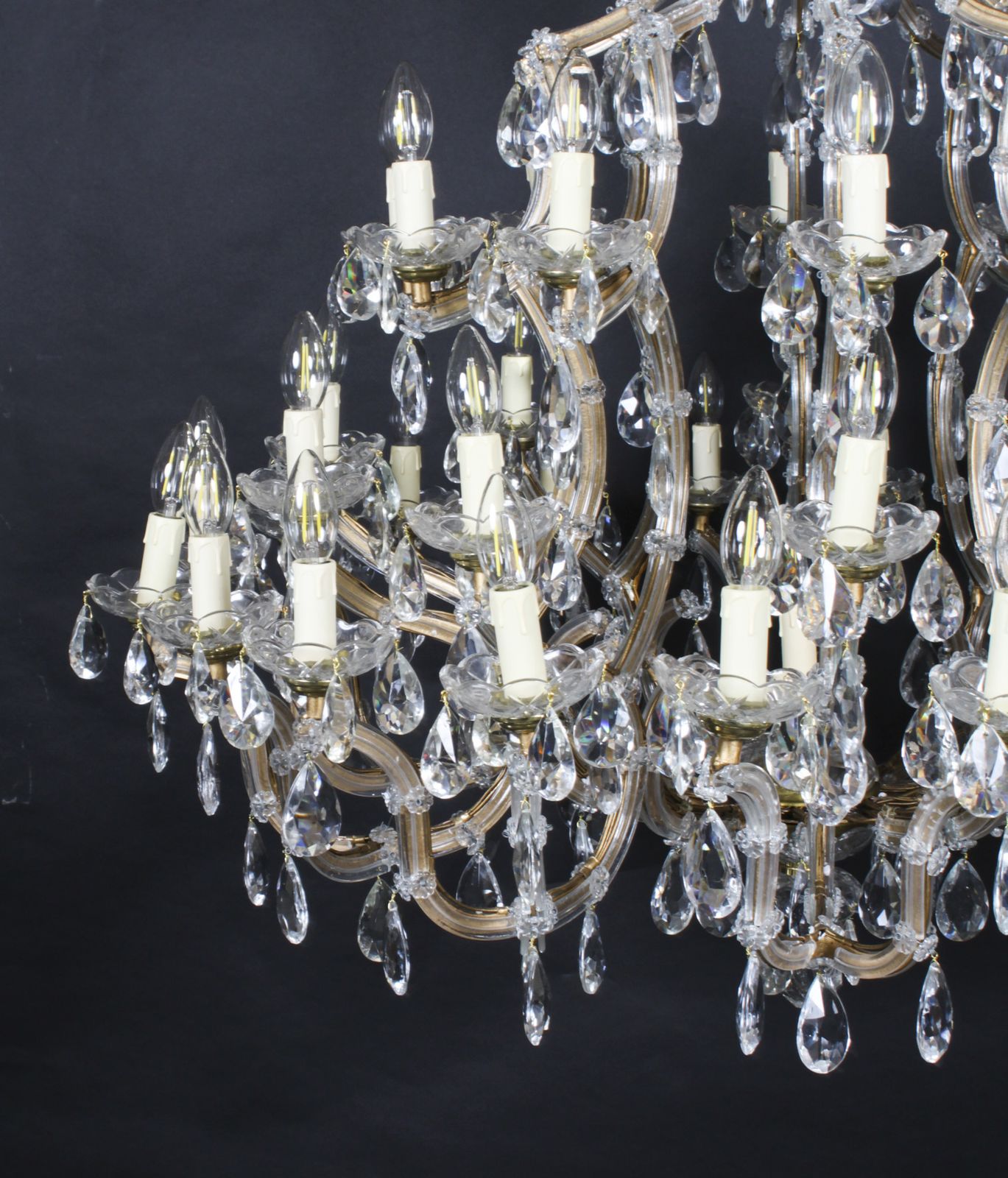 Antique Pair English 41 Light Ballroom Crystal Chandeliers C1920 photo buy