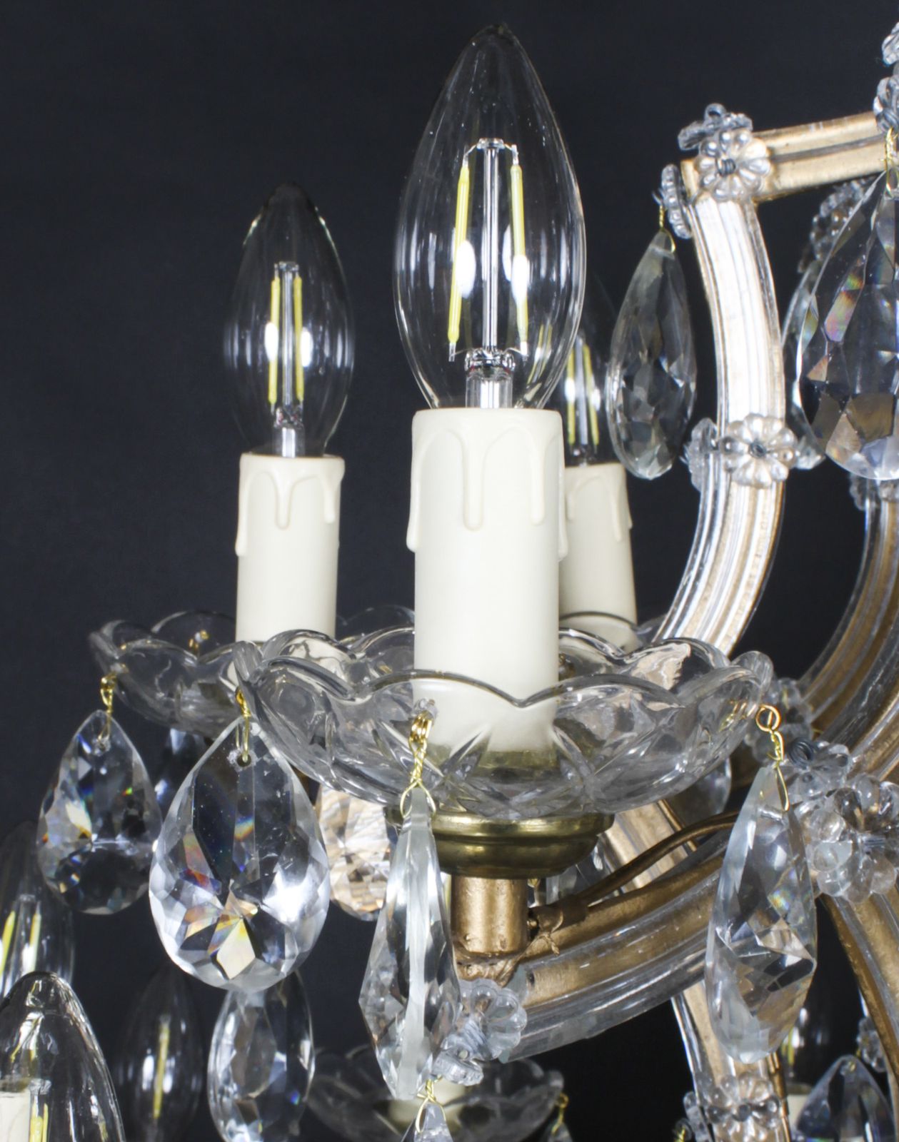Lighting Antique Pair English 41 Light Ballroom Crystal Chandeliers C1920 photo