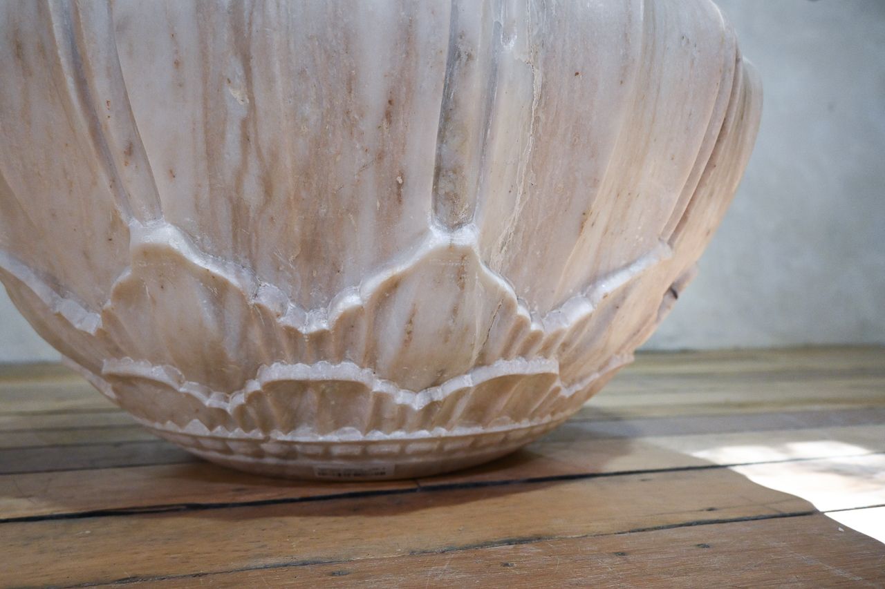 A Very Large 20th Century Carved Marble Jardiniere Planter photo vintage
