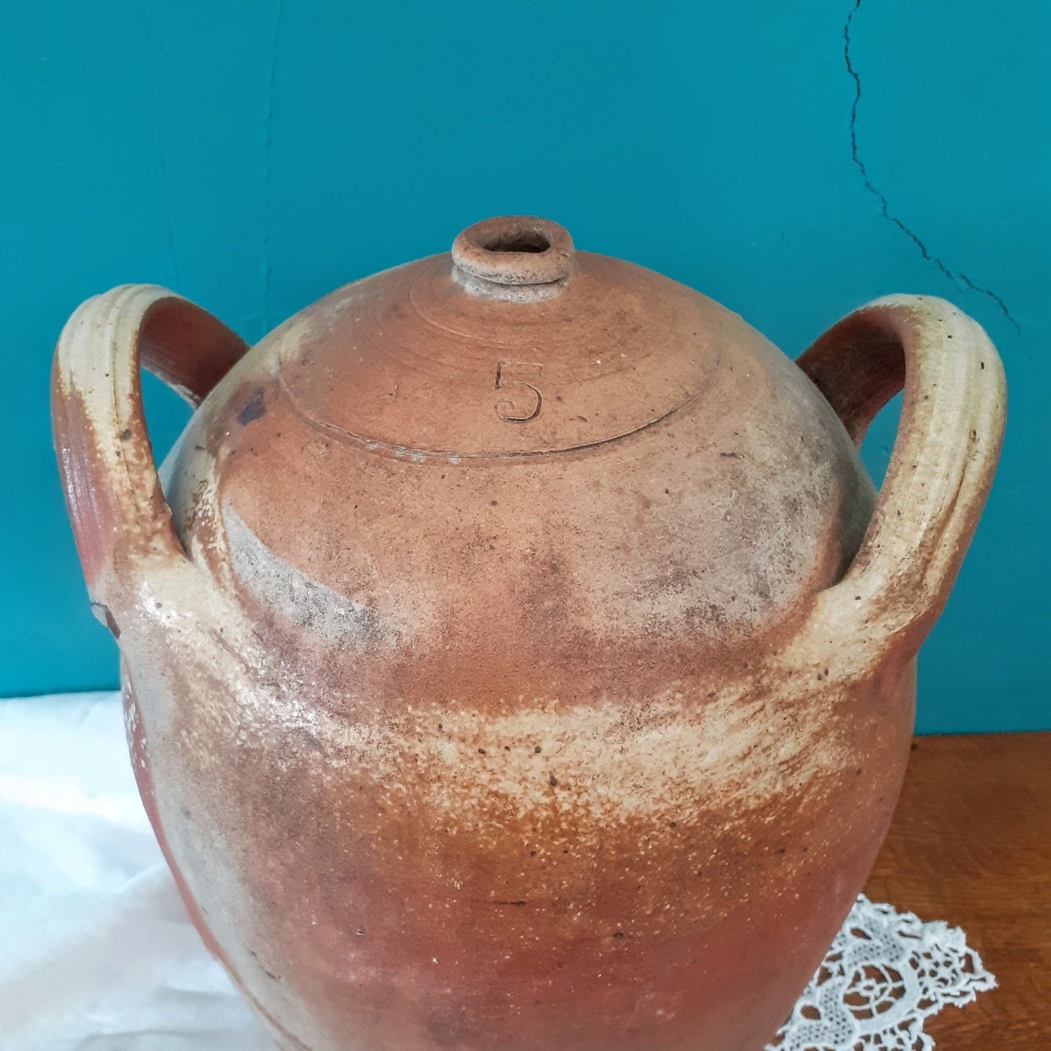 Antique French Puisaye Glazed Earthenware Wine Jug photo Home Decor