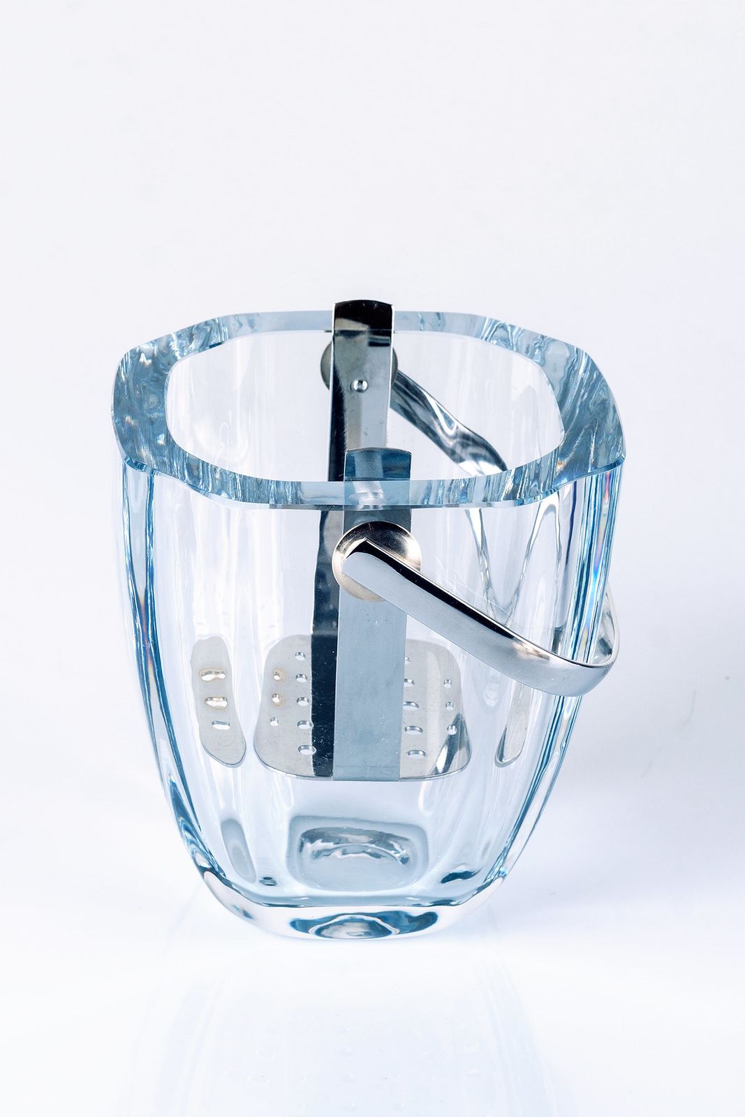 Ice Bucket Aquamarine Crystal Glass By Asta Strömberg For Strömbergshyttan, Sweden 1960s photo furniture