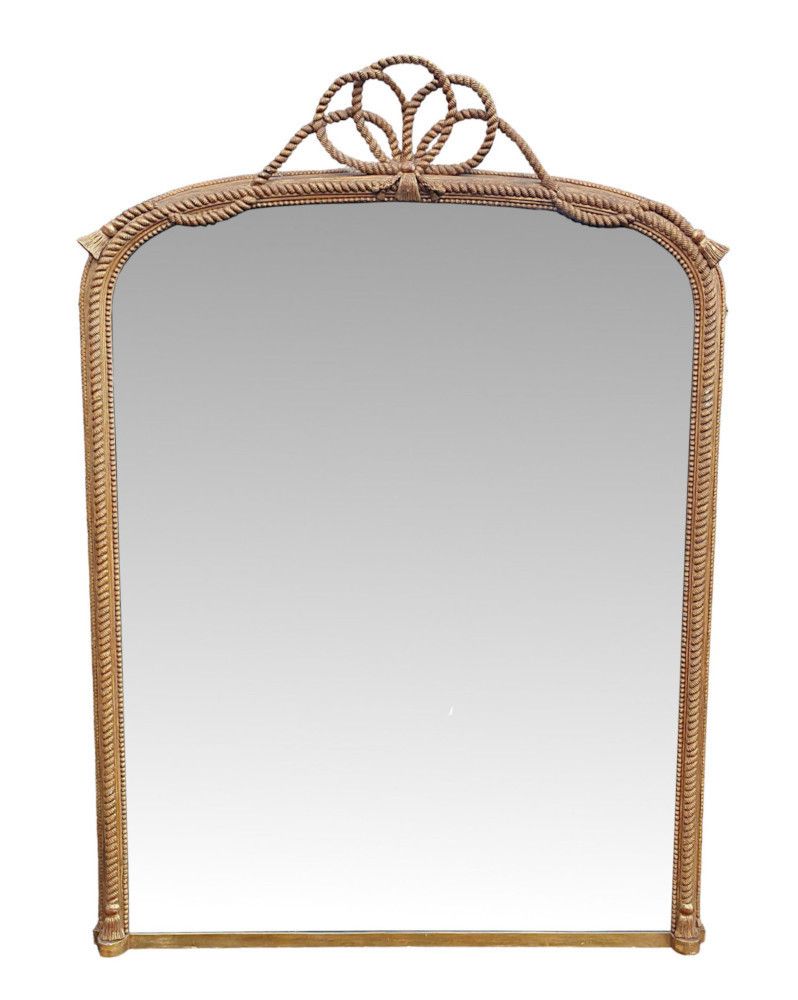 An Exceptional 19th Century Giltwood Arch Top Overmantle Mirror