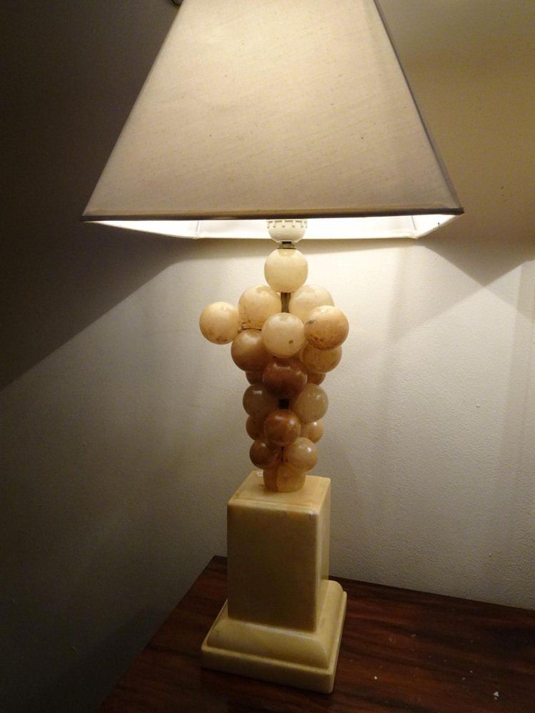 2533.32 Belgium Lacquered Alabaster Grapes Table Lamps By Freddy Rensonnet, 1970s, Set Of 2 photo