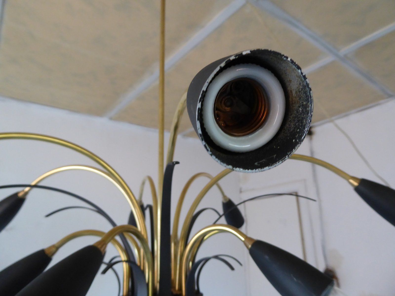 Italian Black Sputnik Spider Ceiling Lamp From Stilnovo, 1950s photo furniture