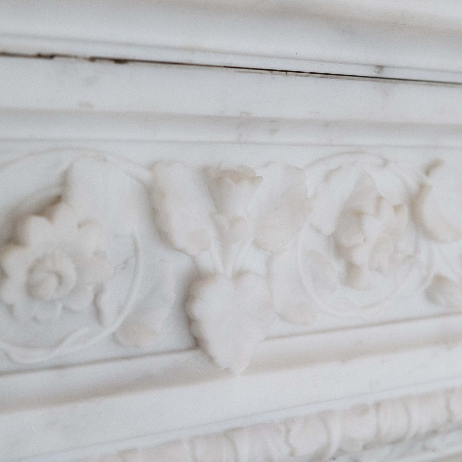 Monumental Antique Statuary Marble Carved Chimneypiece photo vintage