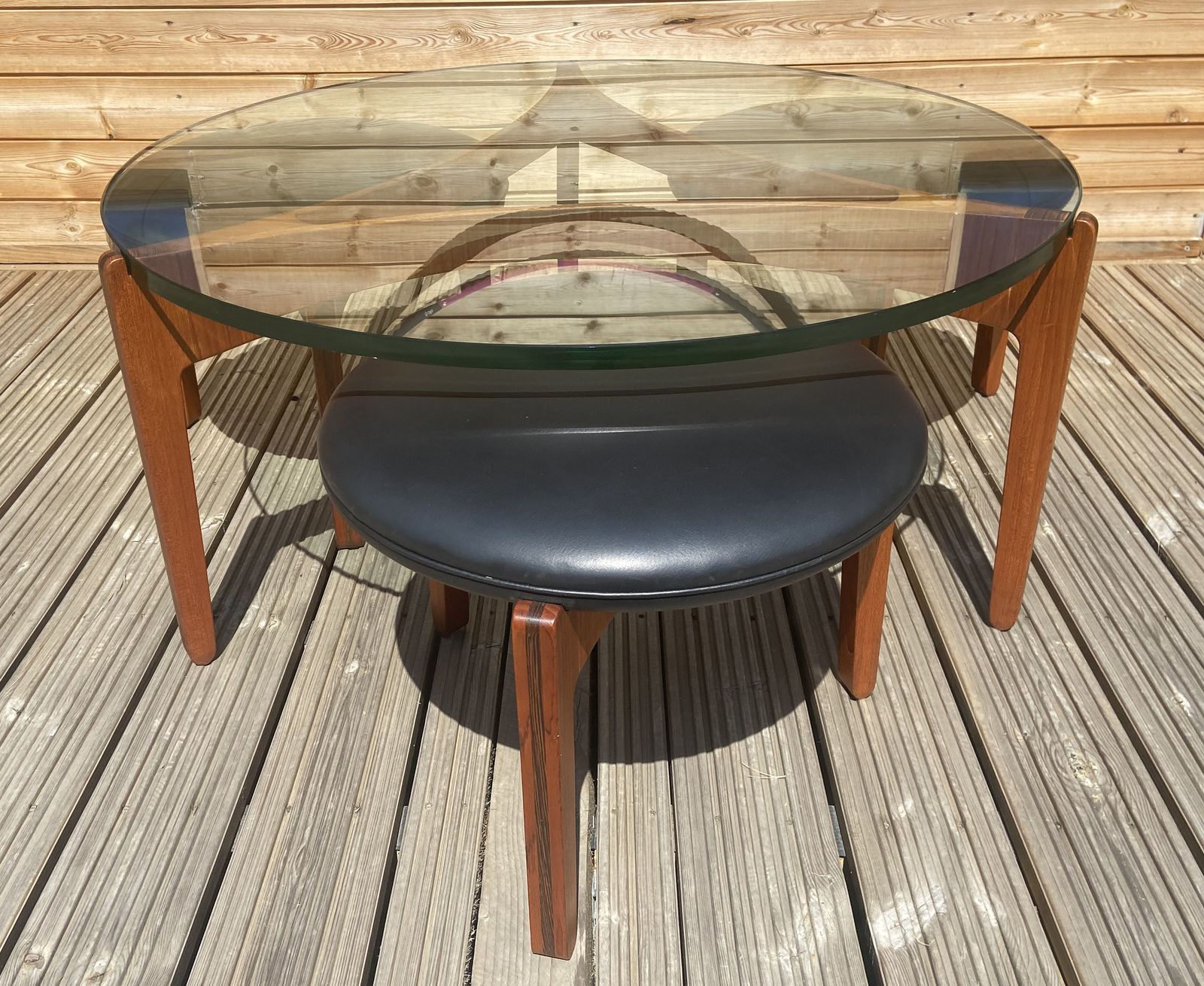 Rare Set Of Coffee Table And Three Stools By Sven Ellekaer For Christian Linneberg