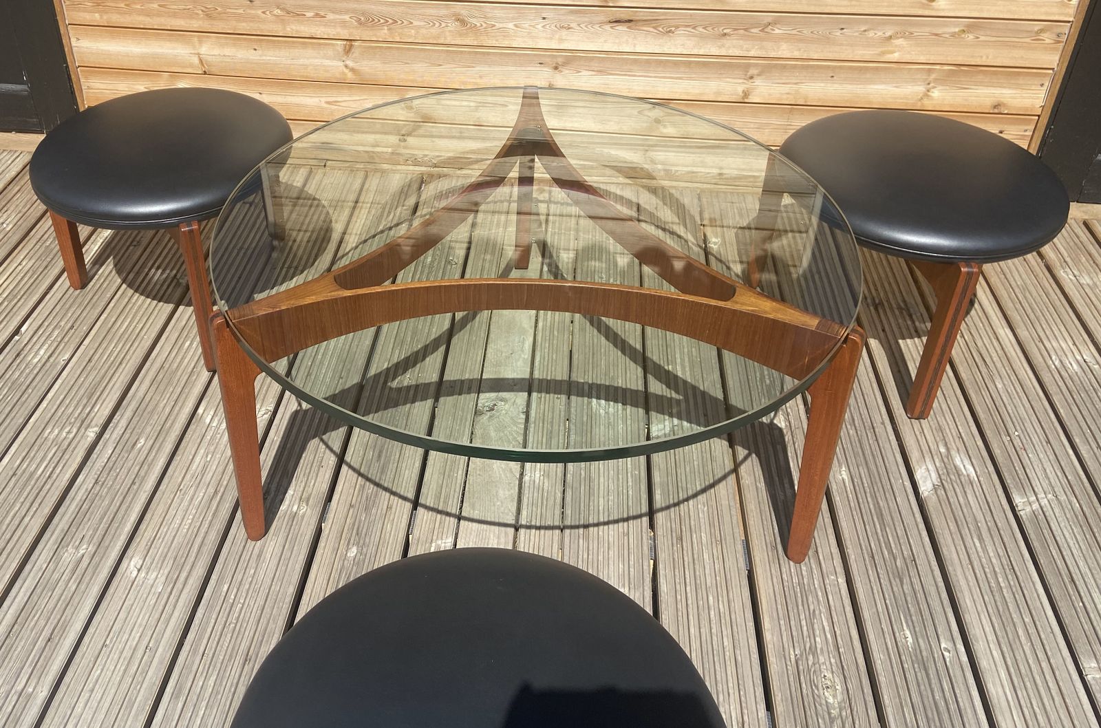 Rare Set Of Coffee Table And Three Stools By Sven Ellekaer For Christian Linneberg photo furniture