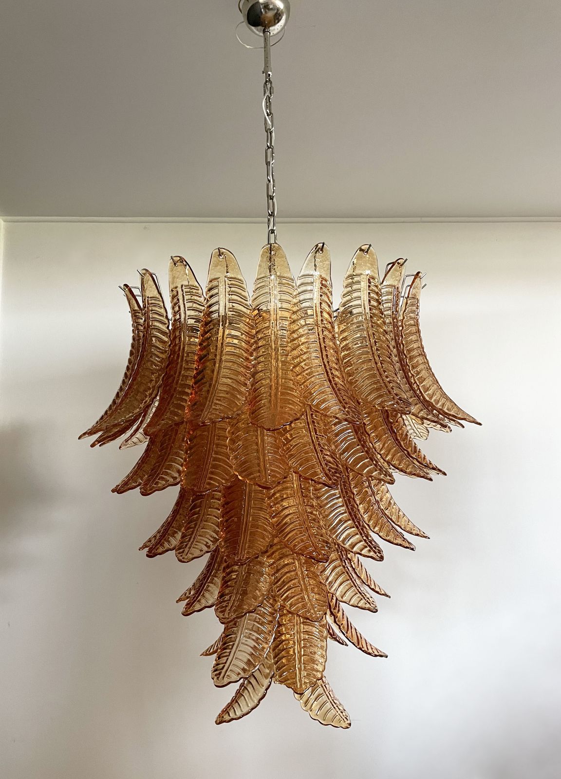 photo buy Huge Italian Murano Felci Glass Chandelier   75 Amber Glasses