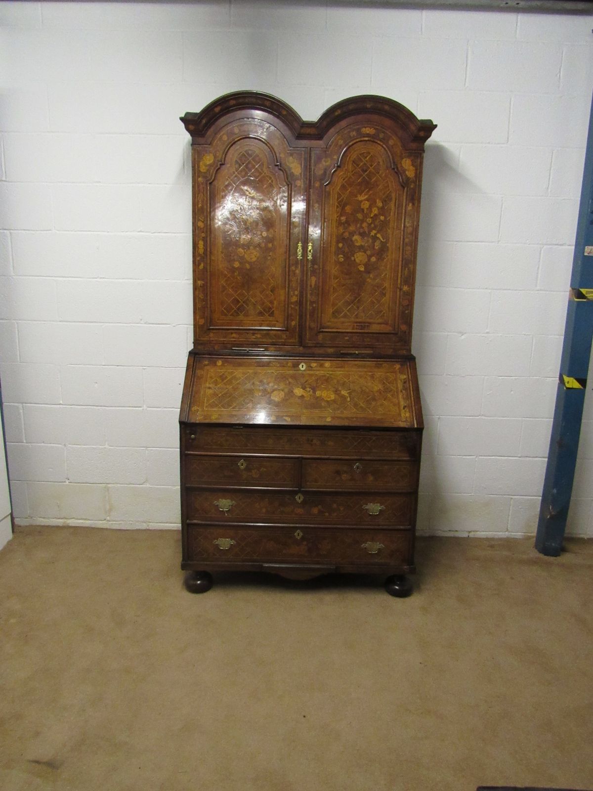 18thc Marquetry Buro Bookcase, 18th Century And Earlier