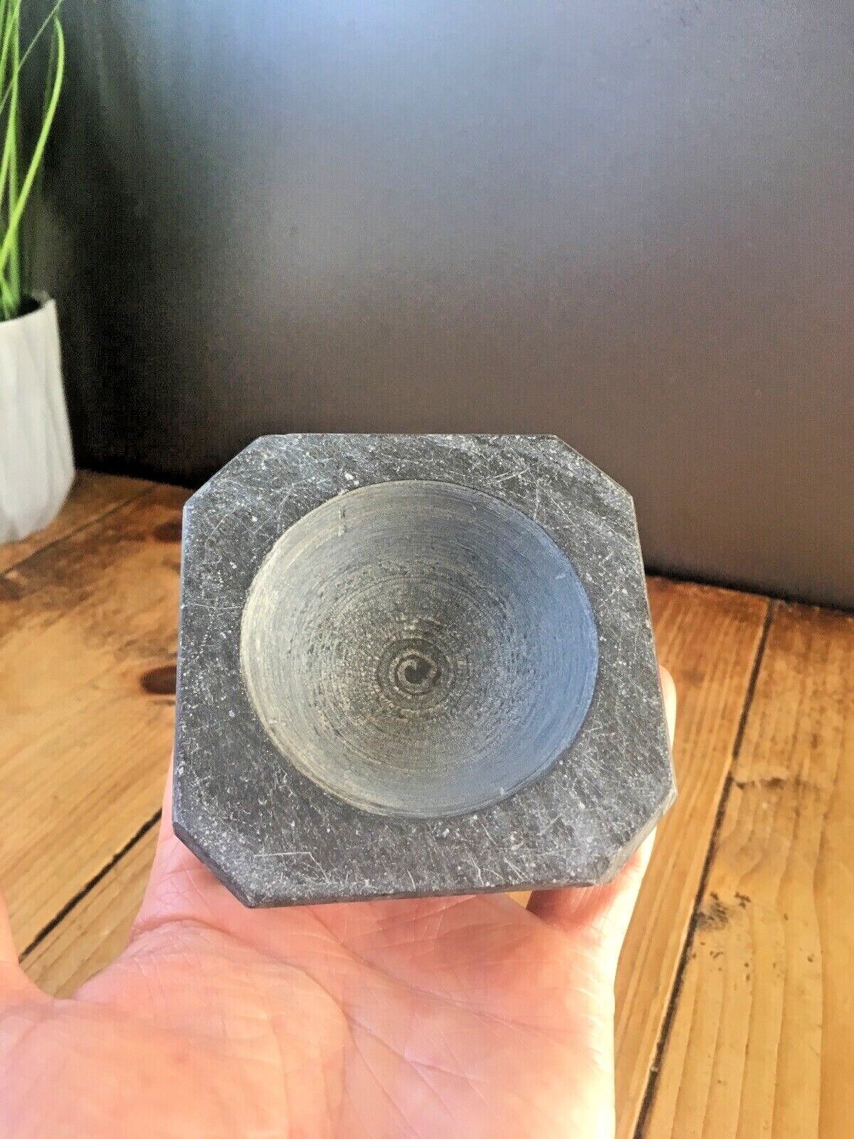 photo for sale Vintage Geometric Faceted Welsh Folk Art Slate Bowl Ashtray Dish Artdeco Antique