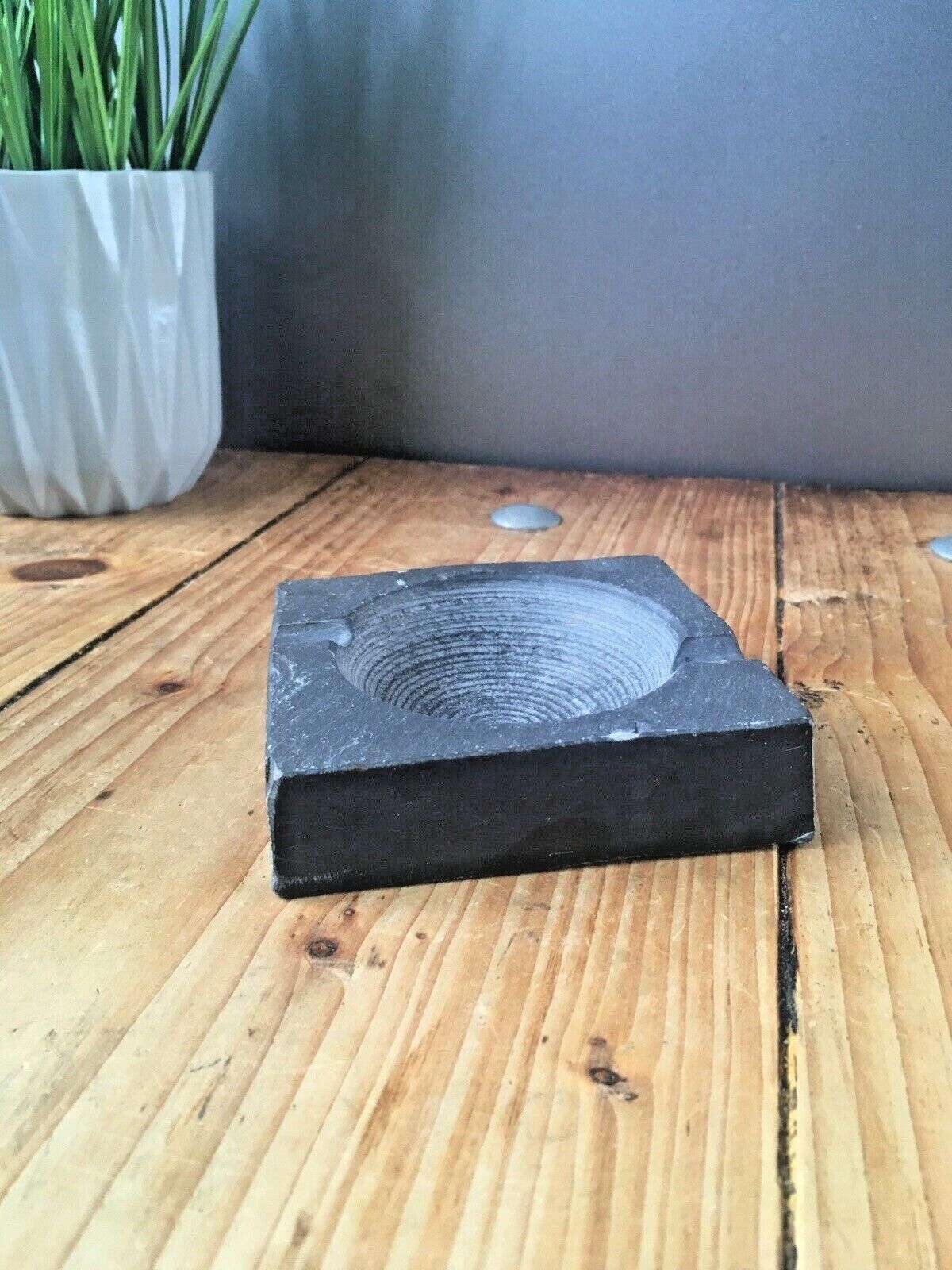 Vintage Art Deco Style Welsh Folk Art Slate Ashtray Harlech Geometric Antique photo 50.0
