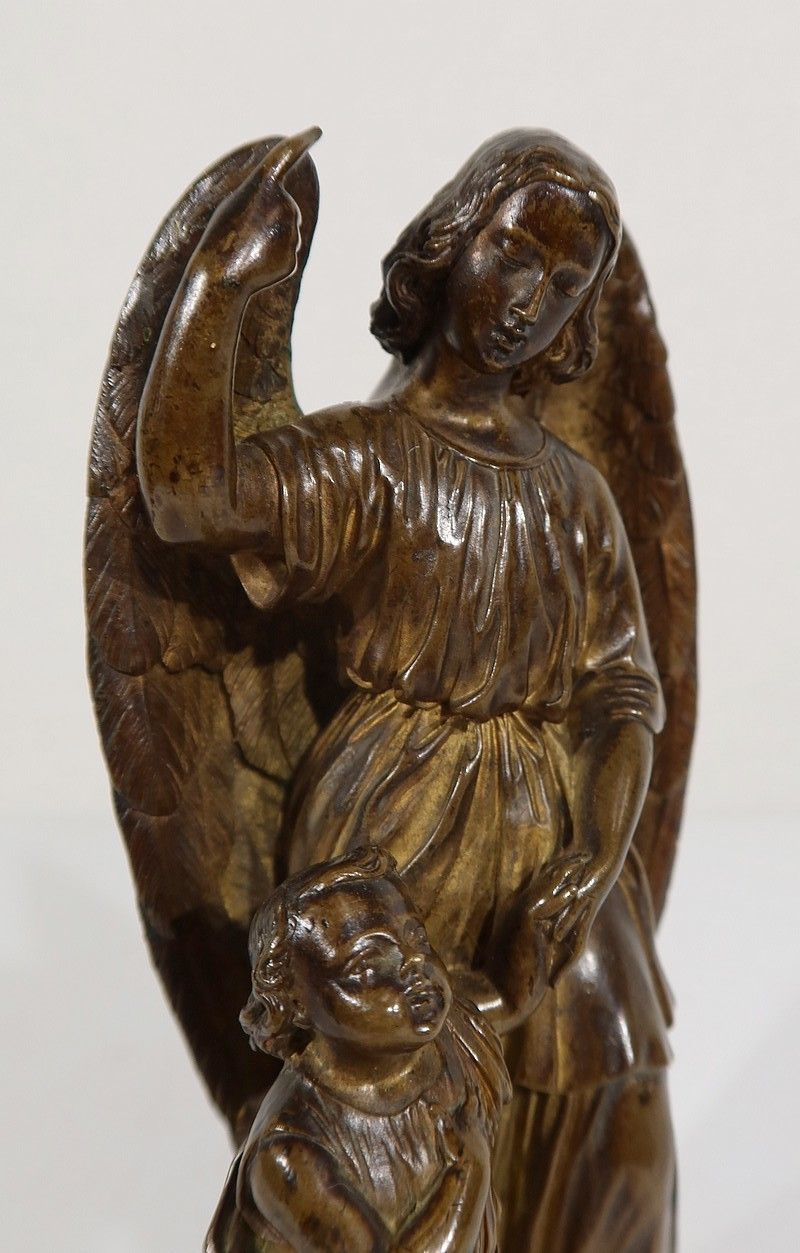 Patinated Bronze, “Child Led By An Angel” – 1900 photo Home Decor
