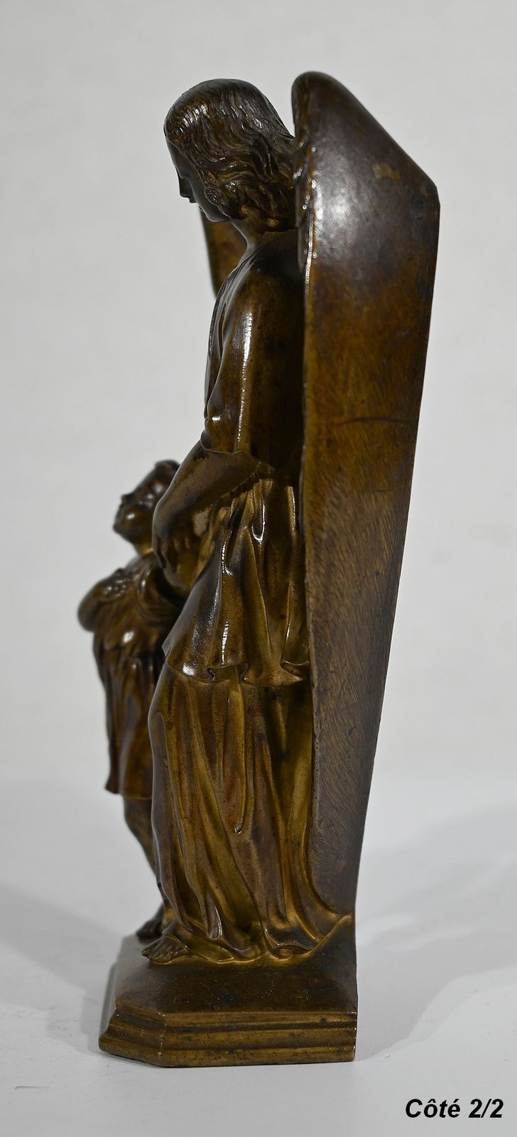 photo vintage Patinated Bronze, “Child Led By An Angel” – 1900