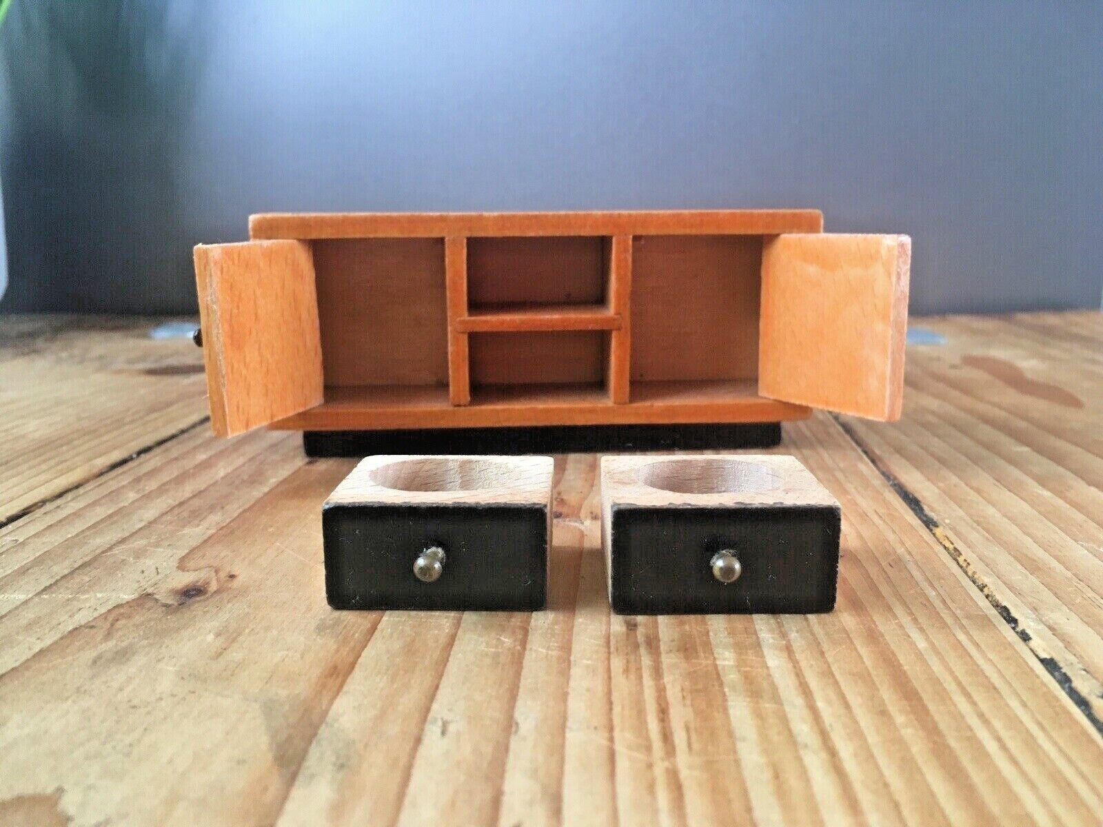 Rare Miniature Mid Century Salesmans Sample Wooden Sideboard Coffee Table Tv Set photo for sale