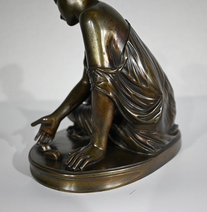 1308.1 Bronze "The Osselets Player" After Antique Statue   19th Century photo
