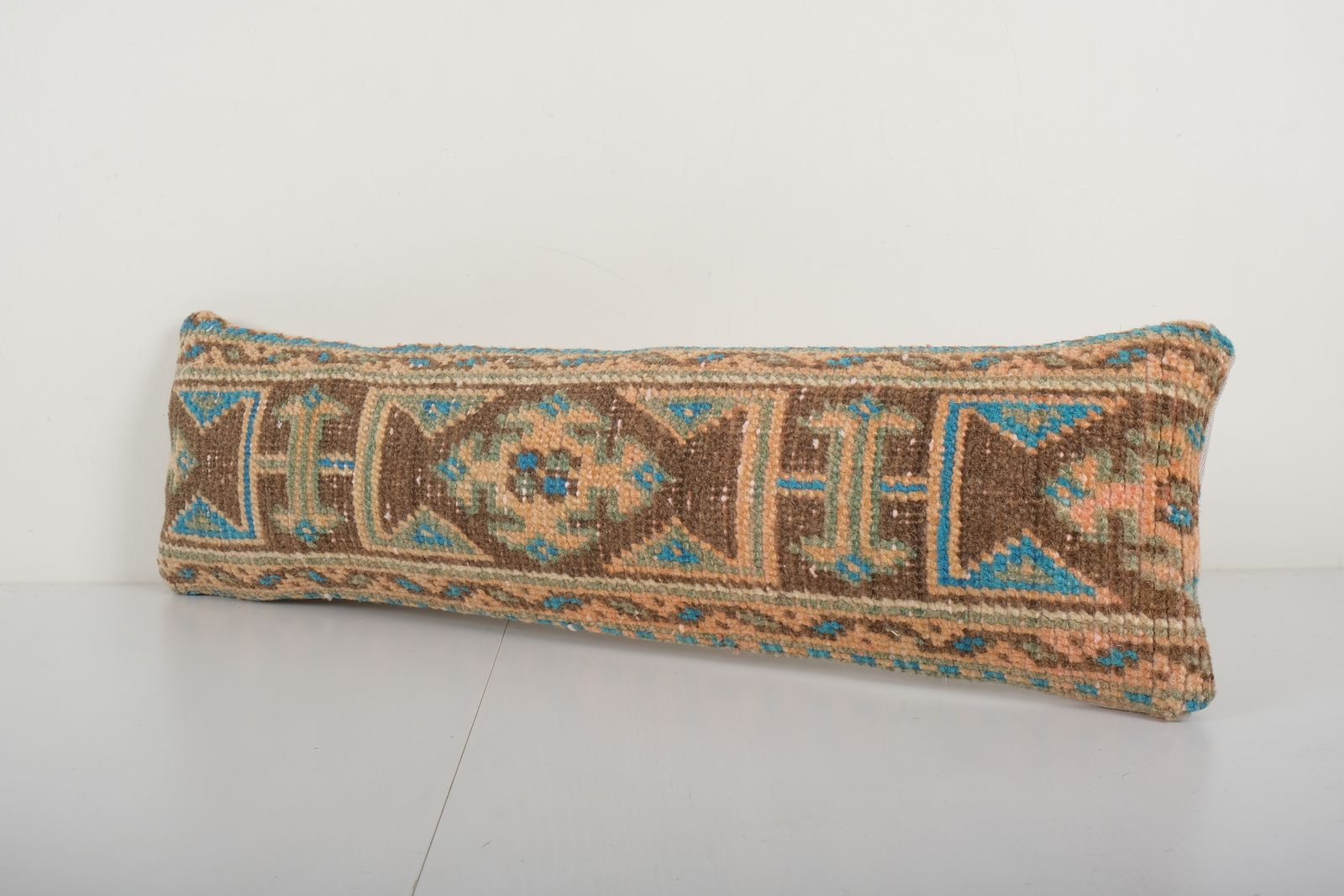 Pillow Cases Made From A Vintage Turkish Oushak Carpet, Mid 20th Century Bedding Cover, Wool Queen Pillow 8'' X 28'' photo Textiles