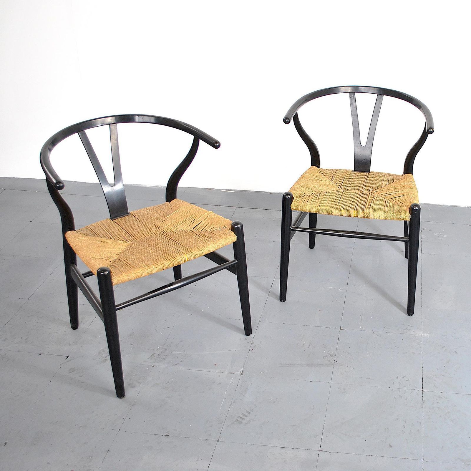 Pair Of Wishbone Chairs By Hans Wegner photo Furniture