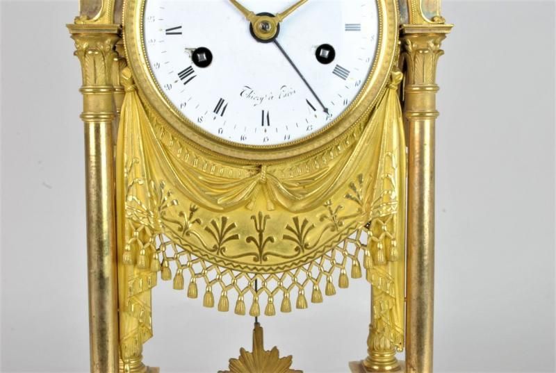 Gilt Bronze Portico Clock, Empire Period, Xi Xth Century photo vintage