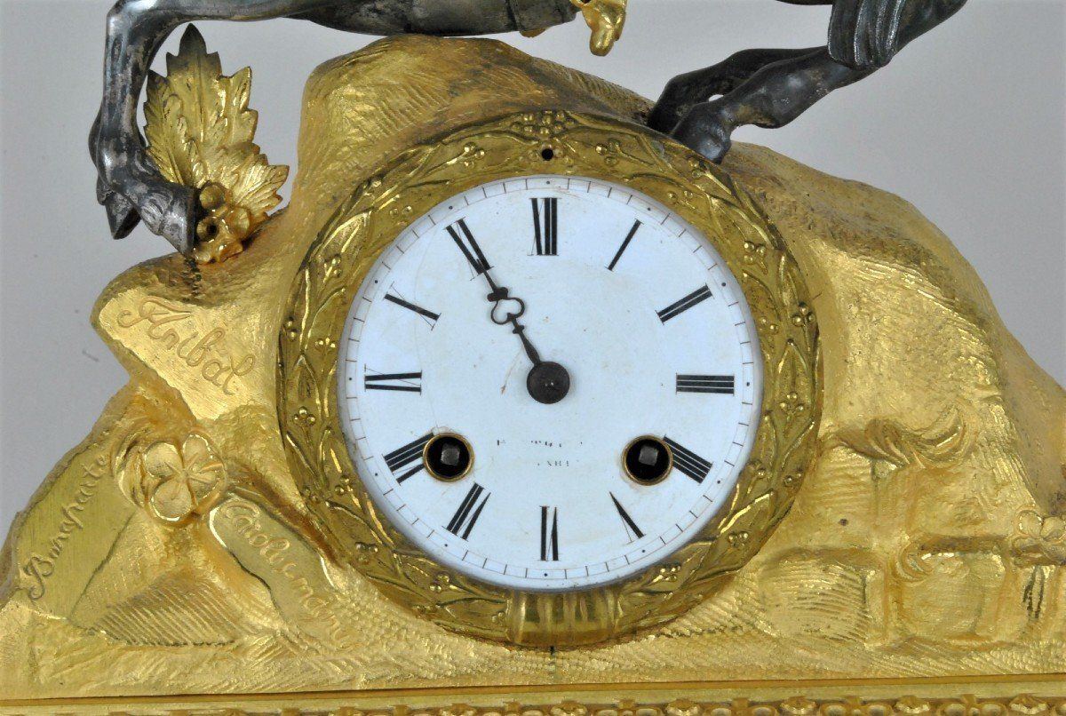 Napoleon Crossing The Alps, Gilt Bronze Pendulum, 19th Century photo vinterior