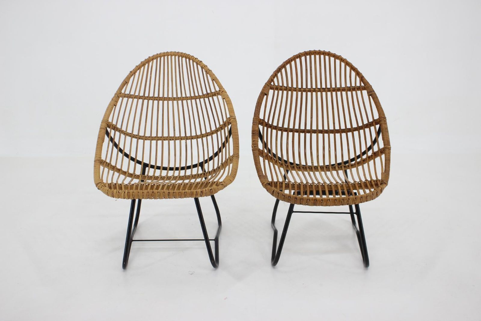 1960s Pair Of Alan Fuchs Rattan Lounge Chairs By Uluv, Czechoslovakia photo furniture