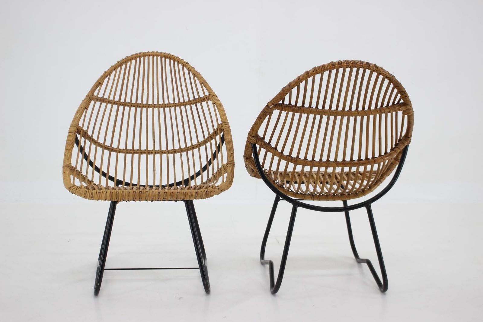 1960s Pair Of Alan Fuchs Rattan Lounge Chairs By Uluv, Czechoslovakia photo Furniture
