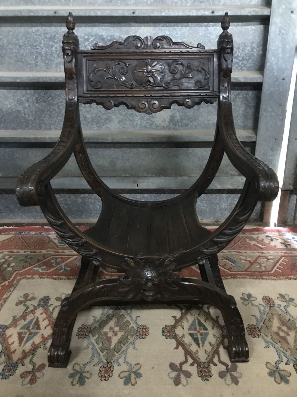 Renaissance Revival Curule/ Savonarola Chair Circa 1880 photo vintage