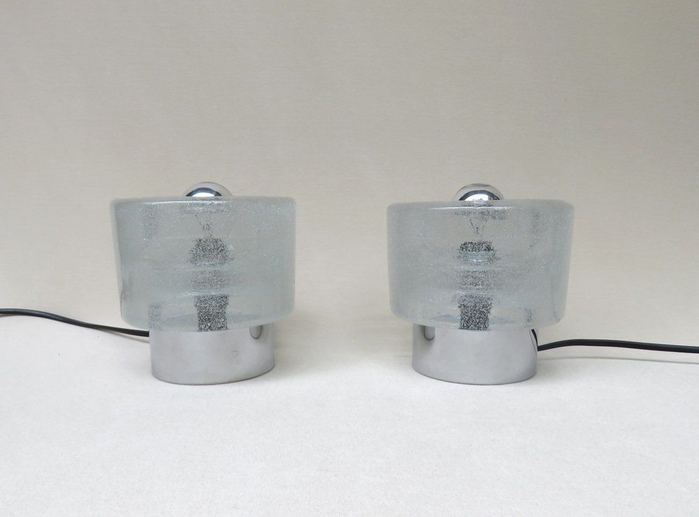 Small Space Age Table Lights In Chrome Plating And Bubble Glass From Peill & Putzler, Set Of 2