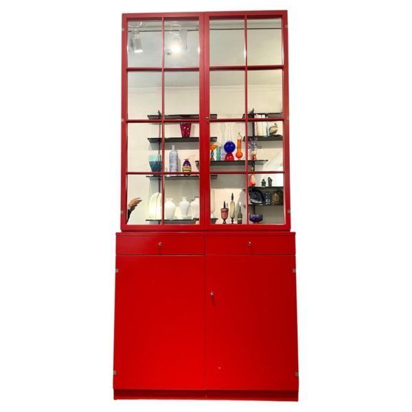 Mid Century Modern Cabinet In Red By Rudolf Frank