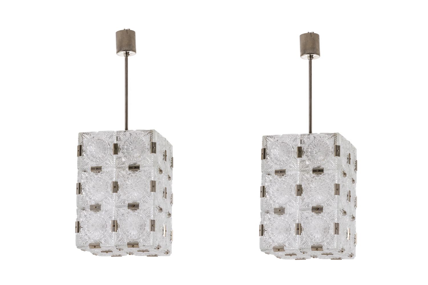 Kamenicky Senov, Pair Of Lanterns In Glass, 1970s