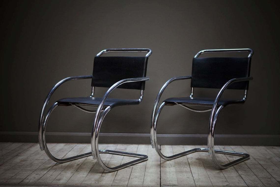 A Set Of Two Mr20 Cantilever Chairs By Mies Van De Rohe. photo vintage