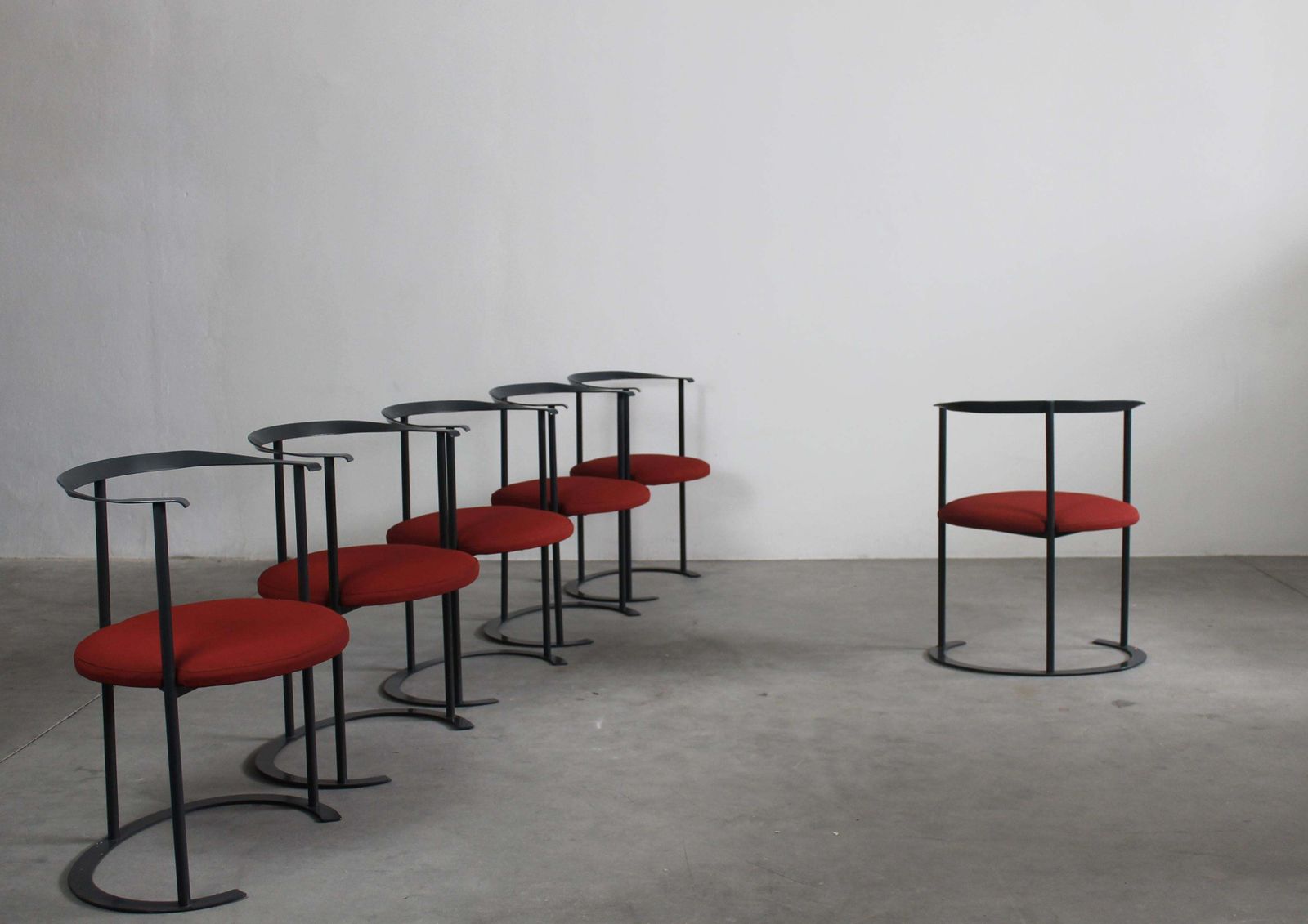 Set Of Six Red Catilina Chairs By Luigi Caccia Dominioni For Azucena 1958 Italy photo Furniture