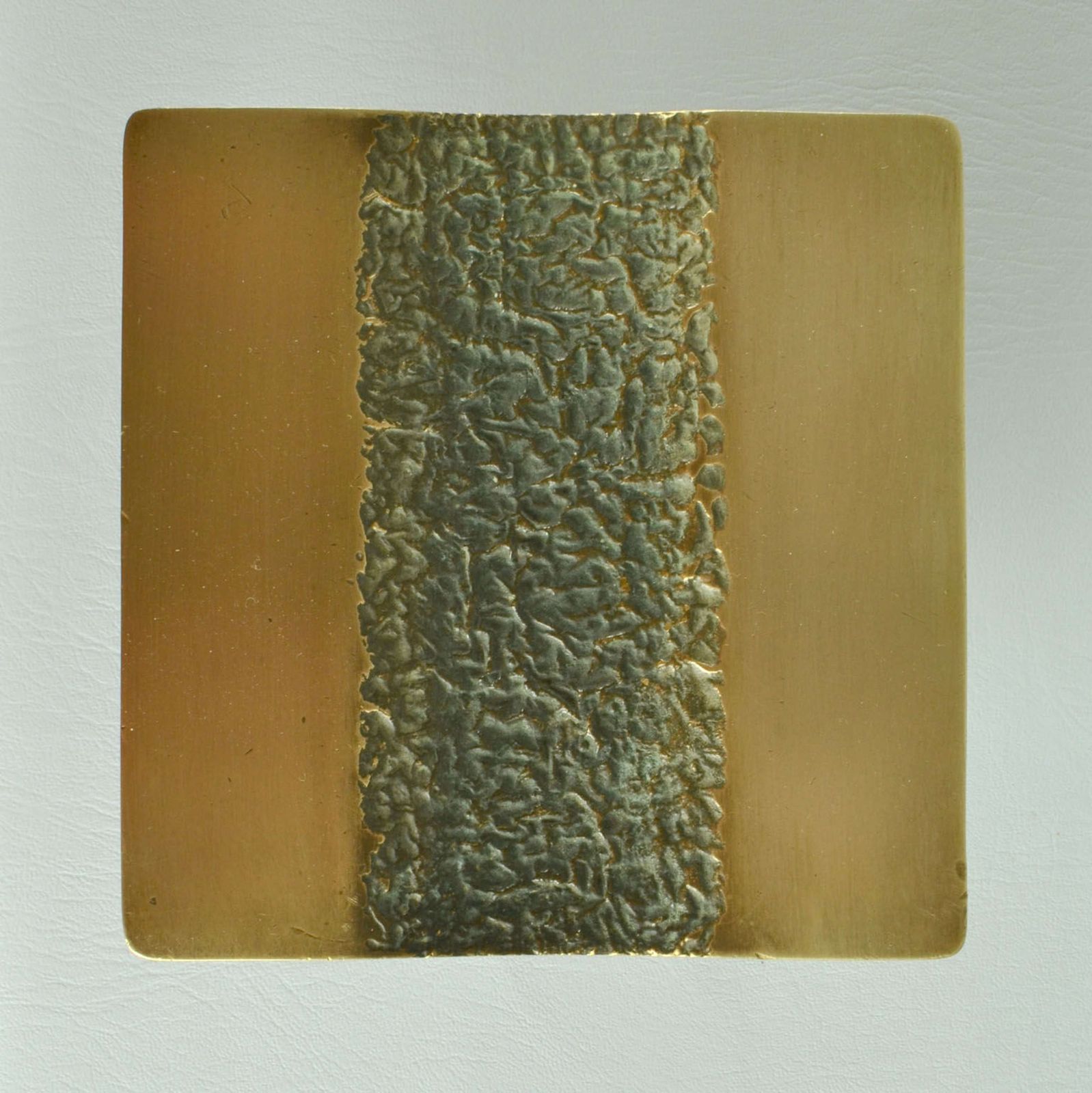 Push And Pull Bronze Door Handle Square With Central Brutalist Relief photo 2250.0